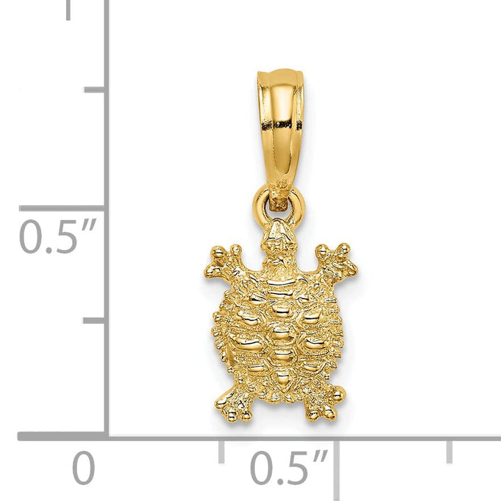 Lovely Rita's Pendants & Charms 14k Yellow Gold Solid Casted Textured and Polished Finish Land Turtle Charm Pendant