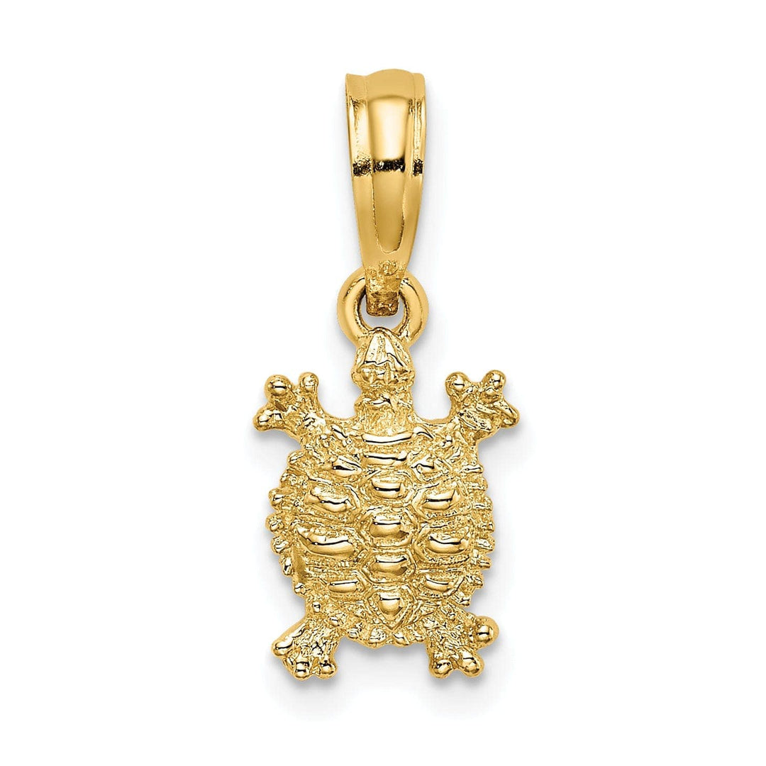 Lovely Rita's Pendants & Charms 14k Yellow Gold Solid Casted Textured and Polished Finish Land Turtle Charm Pendant
