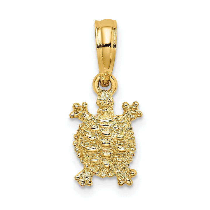 Lovely Rita's Pendants & Charms 14k Yellow Gold Solid Casted Textured and Polished Finish Land Turtle Charm Pendant