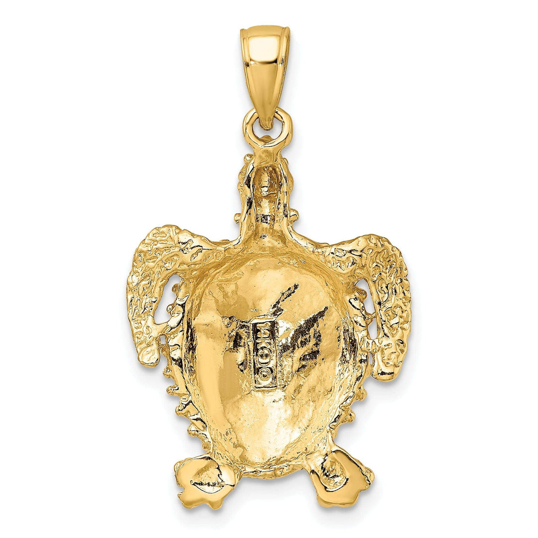 Lovely Rita's Pendants & Charms 14k Yellow Gold Solid Casted Textured and Polished Finish Sea Turtle with Spiny Shell Charm Pendant