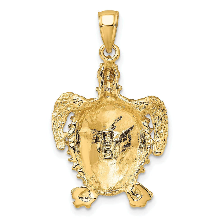 Lovely Rita's Pendants & Charms 14k Yellow Gold Solid Casted Textured and Polished Finish Sea Turtle with Spiny Shell Charm Pendant