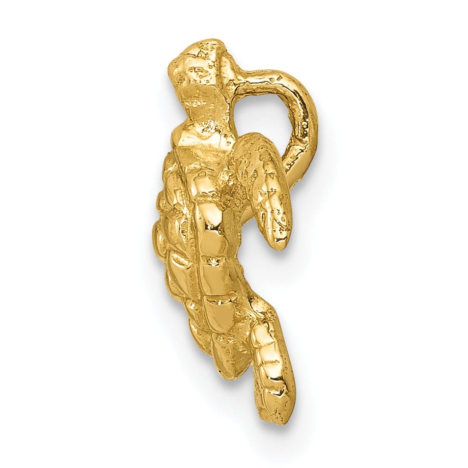 Lovely Rita's Pendants & Charms 14k Yellow Gold Solid Casted Textured Open Back Polished Finish Small Sea Turtle Chain Slide. Will Not Fit Omega.