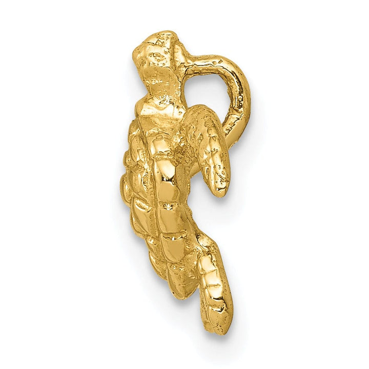 Lovely Rita's Pendants & Charms 14k Yellow Gold Solid Casted Textured Open Back Polished Finish Small Sea Turtle Chain Slide. Will Not Fit Omega.