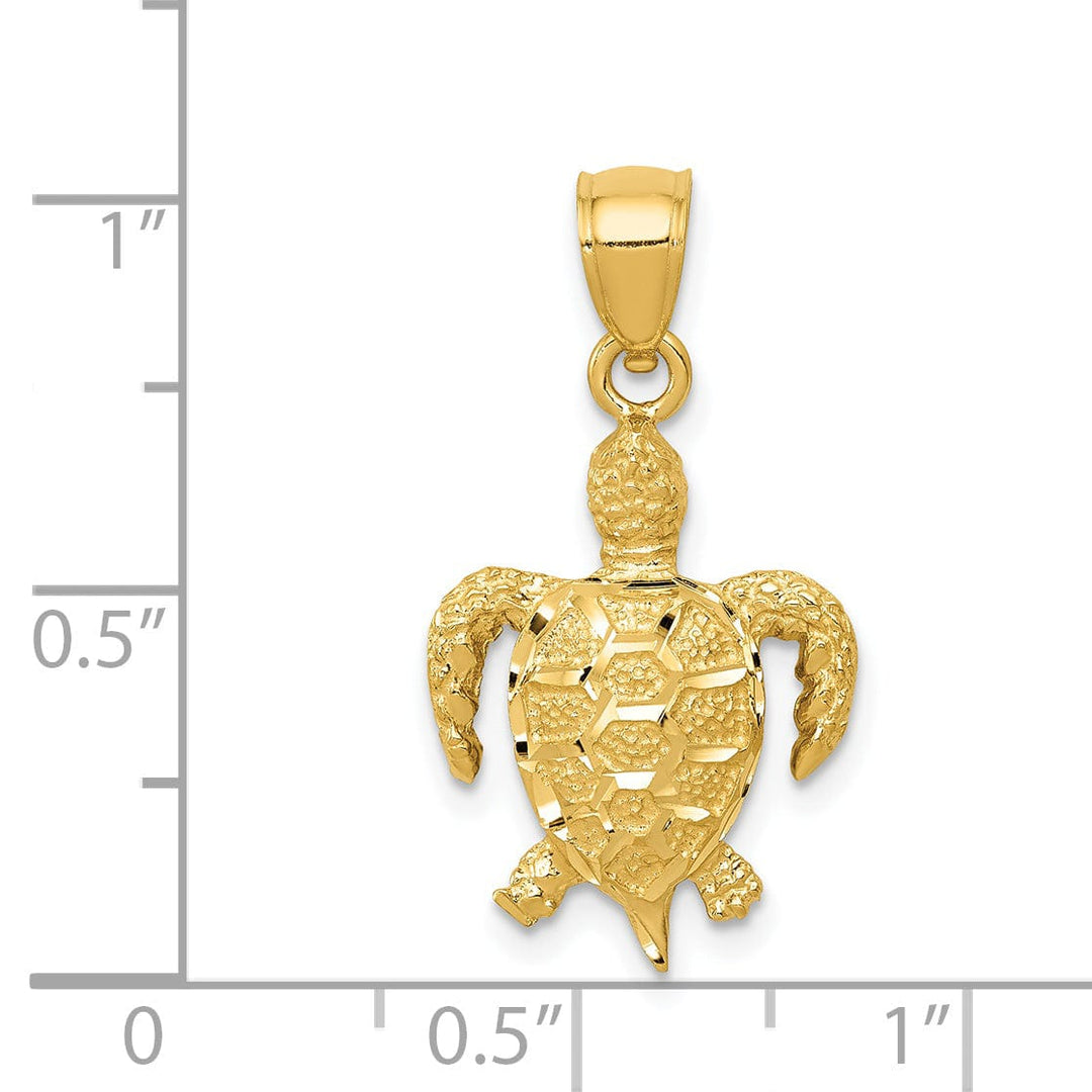 Lovely Rita's Pendants & Charms 14k Yellow Gold Solid Casted Textured Polished Finish Men's Turtle Charm Pendant