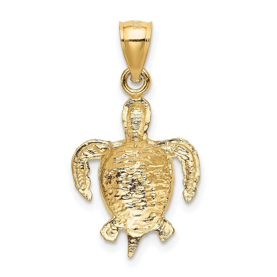 Lovely Rita's Pendants & Charms 14k Yellow Gold Solid Casted Textured Polished Finish Men's Turtle Charm Pendant