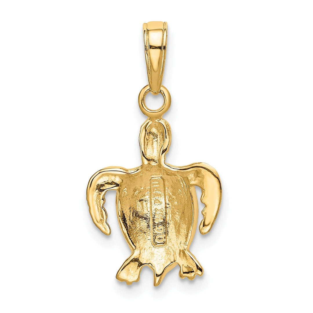 Lovely Rita's Pendants & Charms 14k Yellow Gold Solid Casted Textured Polished Finish Sea Turtle Charm Pendant