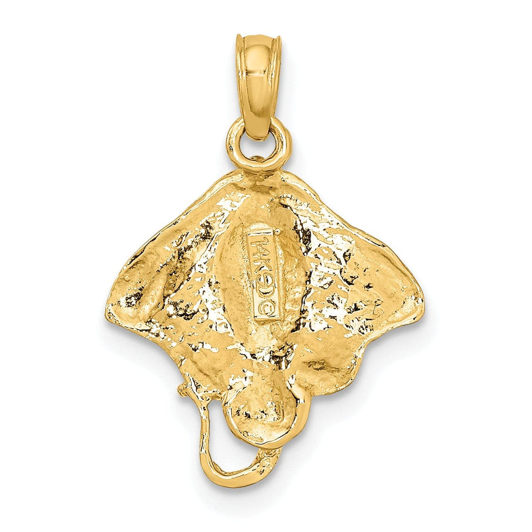 Lovely Rita's Pendants & Charms 14K Yellow Gold Solid Casted Textured Polished Finish Stingray Charm Pendant