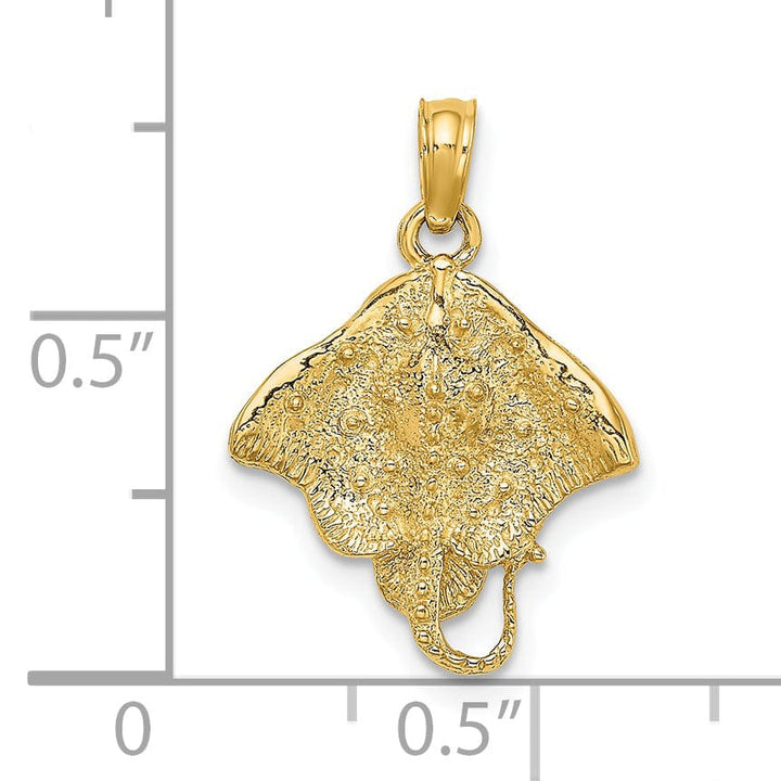 Lovely Rita's Pendants & Charms 14K Yellow Gold Solid Casted Textured Polished Finish Stingray Charm Pendant