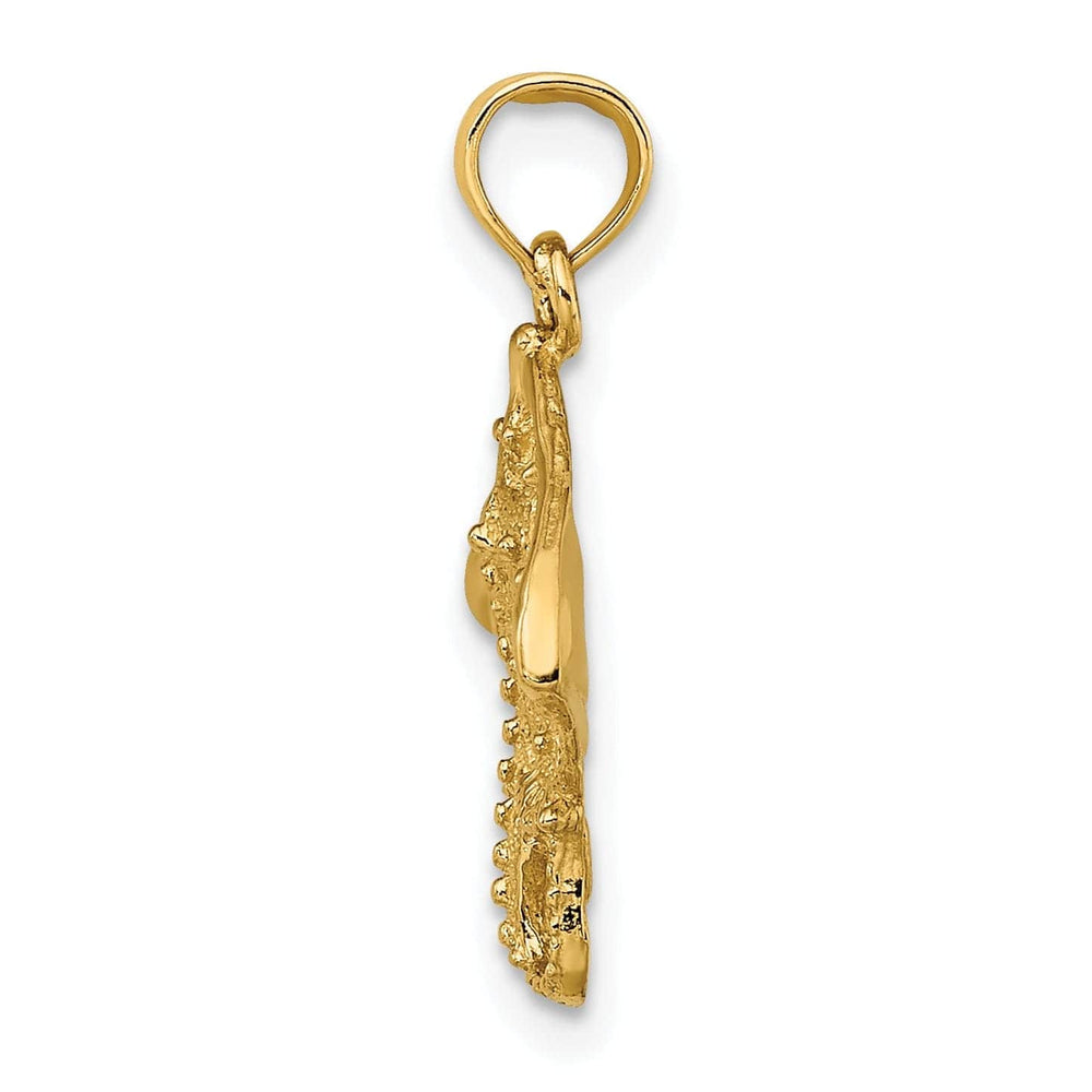 Lovely Rita's Pendants & Charms 14K Yellow Gold Solid Casted Textured Polished Finish Stingray Charm Pendant