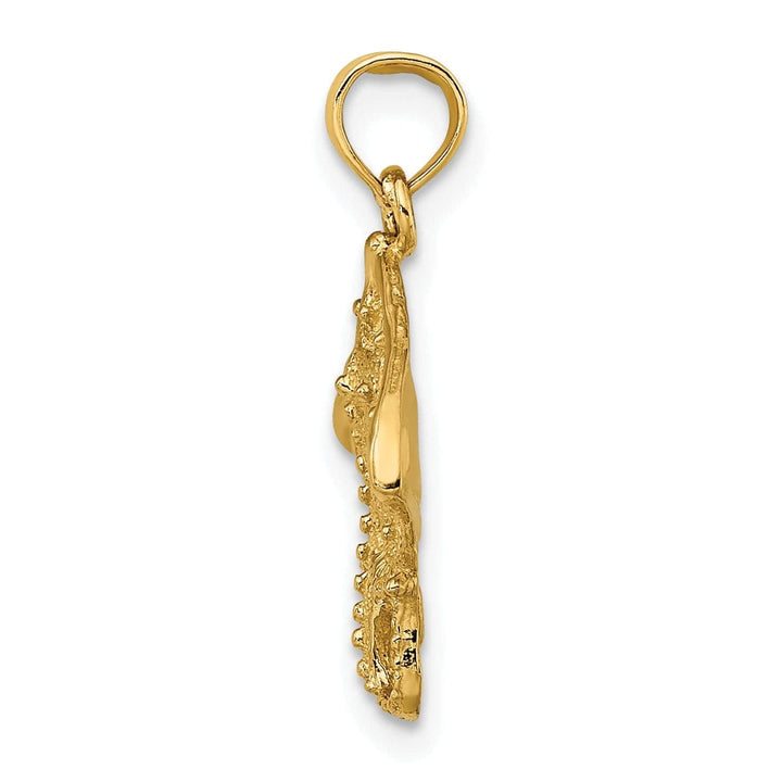 Lovely Rita's Pendants & Charms 14K Yellow Gold Solid Casted Textured Polished Finish Stingray Charm Pendant