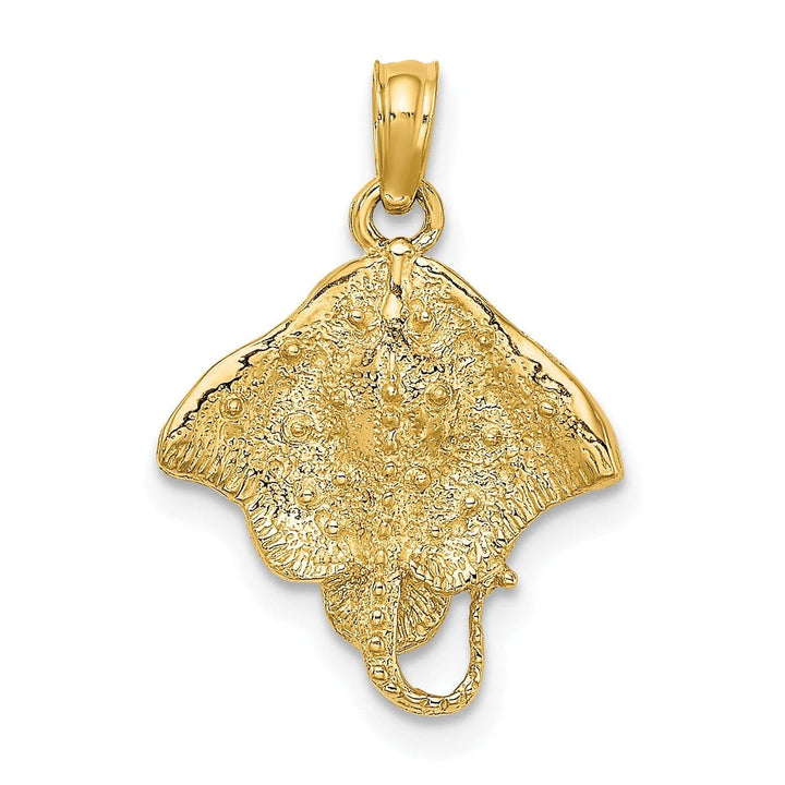 Lovely Rita's Pendants & Charms 14K Yellow Gold Solid Casted Textured Polished Finish Stingray Charm Pendant