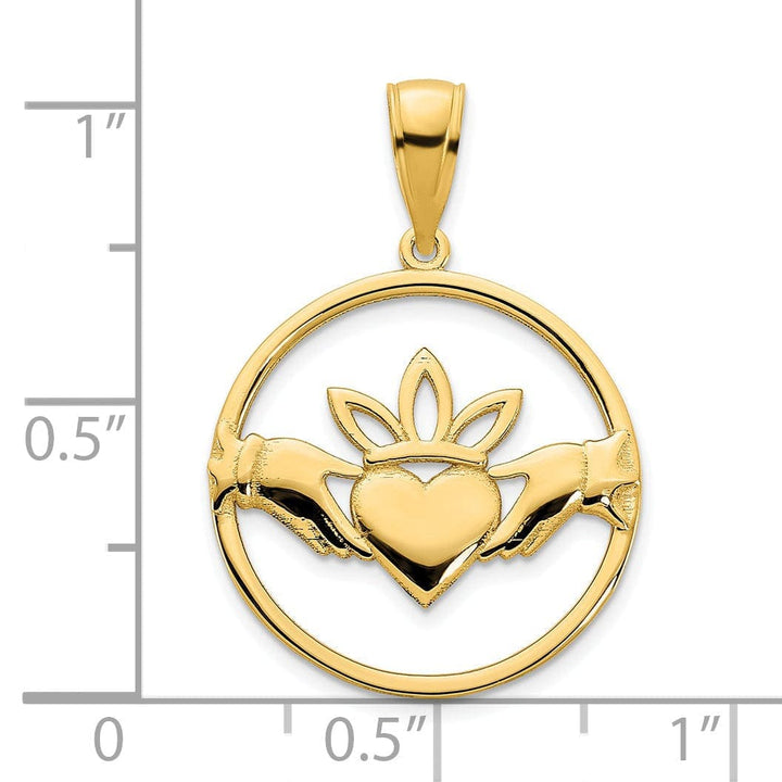 Lovely Rita's Pendants & Charms 14k Yellow Gold Solid Claddagh Circle Design Pendant