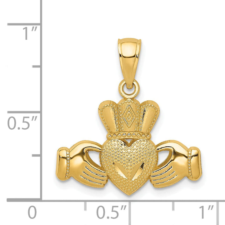 Lovely Rita's Pendants & Charms 14k Yellow Gold Solid Claddagh Crown Design Pendant