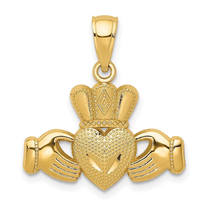 Lovely Rita's Pendants & Charms 14k Yellow Gold Solid Claddagh Crown Design Pendant