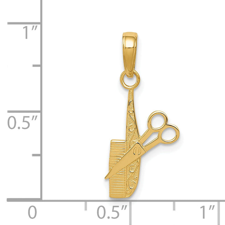 Lovely Rita's Pendants & Charms 14k Yellow Gold Solid Comb and Scissors Charm