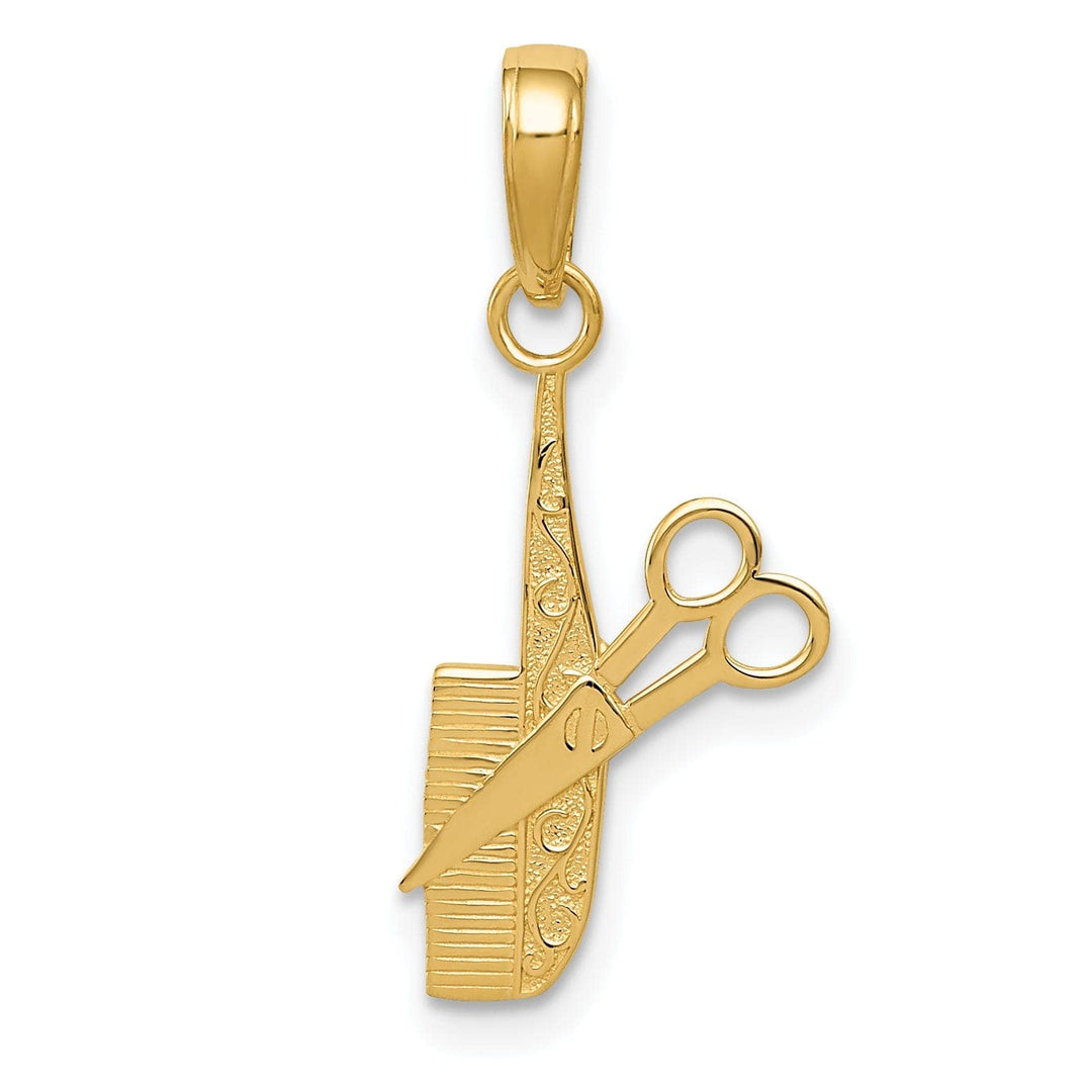 Lovely Rita's Pendants & Charms 14k Yellow Gold Solid Comb and Scissors Charm