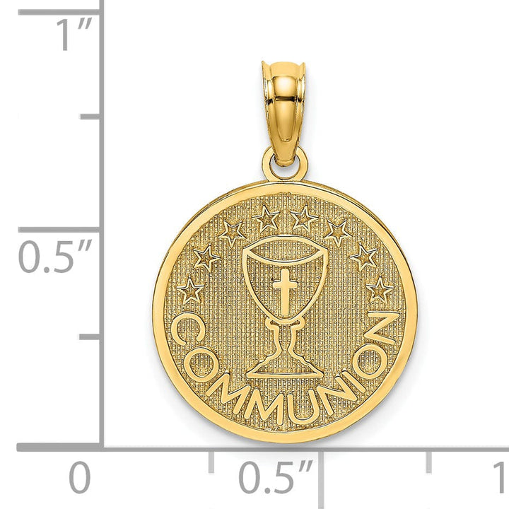 Lovely Rita's Pendants & Charms 14K Yellow Gold Solid Communion Chalice Cup on Round Disc Pendant