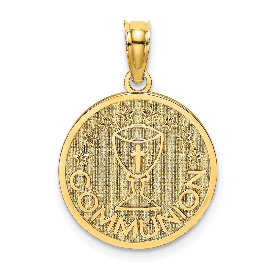 Lovely Rita's Pendants & Charms 14K Yellow Gold Solid Communion Chalice Cup on Round Disc Pendant