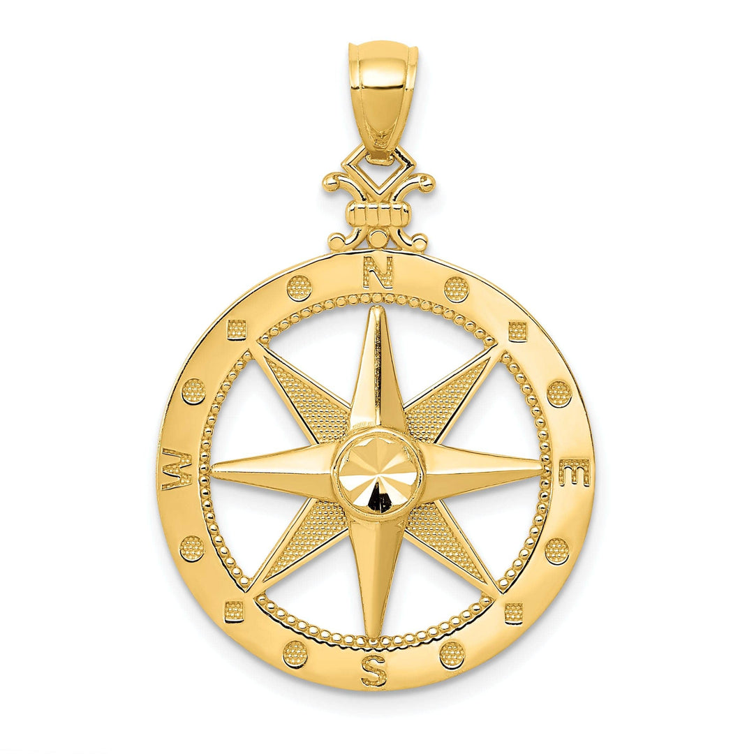 Lovely Rita's Pendants & Charms 14k Yellow Gold Solid Compass Charm Pendant