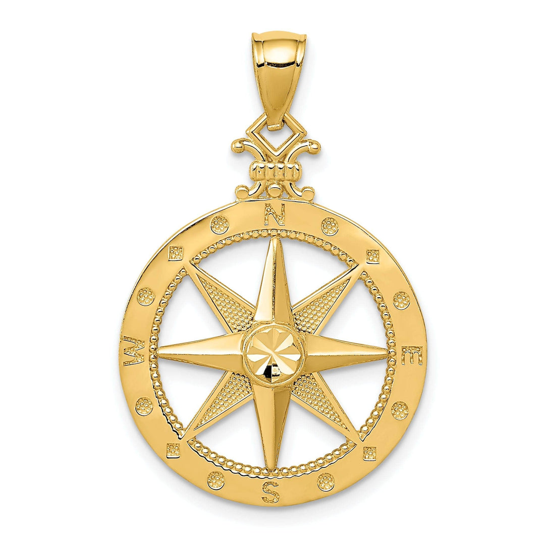 Lovely Rita's Pendants & Charms 14k Yellow Gold Solid Compass Charm Pendant