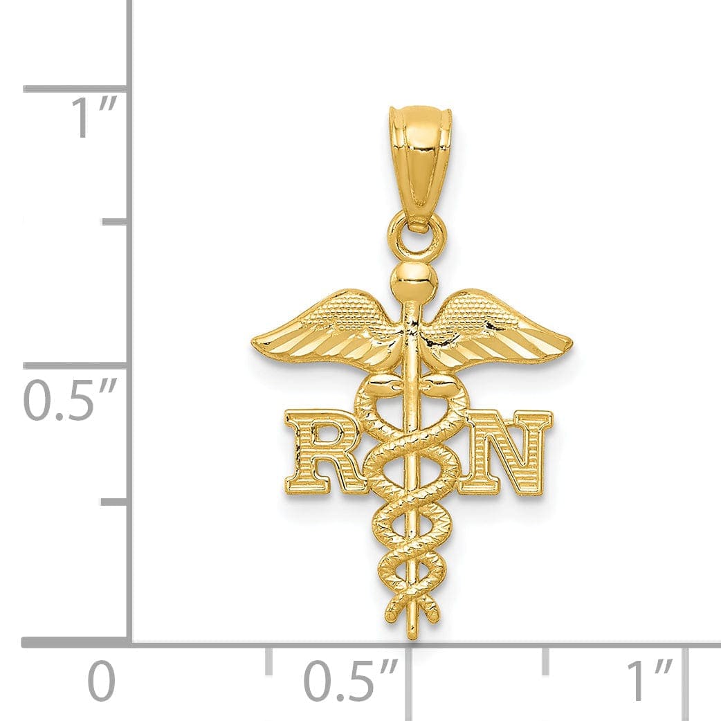 Lovely Rita's Pendants & Charms 14k Yellow Gold Solid Concave R.N Nurse Pendant