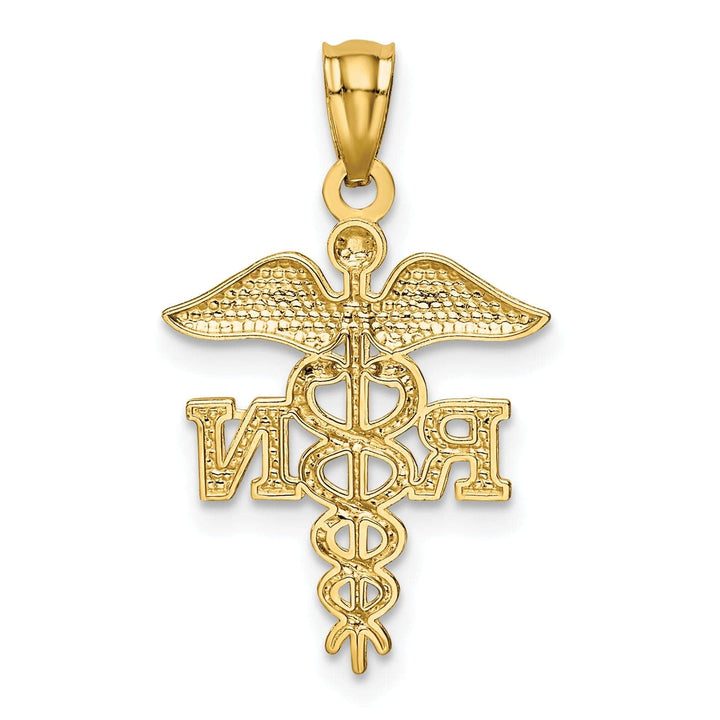 Lovely Rita's Pendants & Charms 14k Yellow Gold Solid Concave R.N Nurse Pendant
