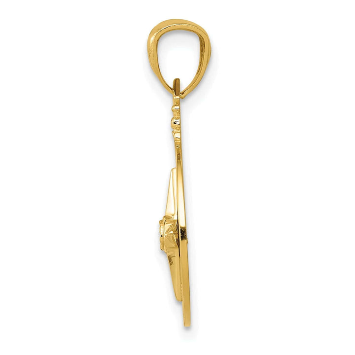 Lovely Rita's Pendants & Charms 14k Yellow Gold Solid D.C Polished Finish Compass Pendant