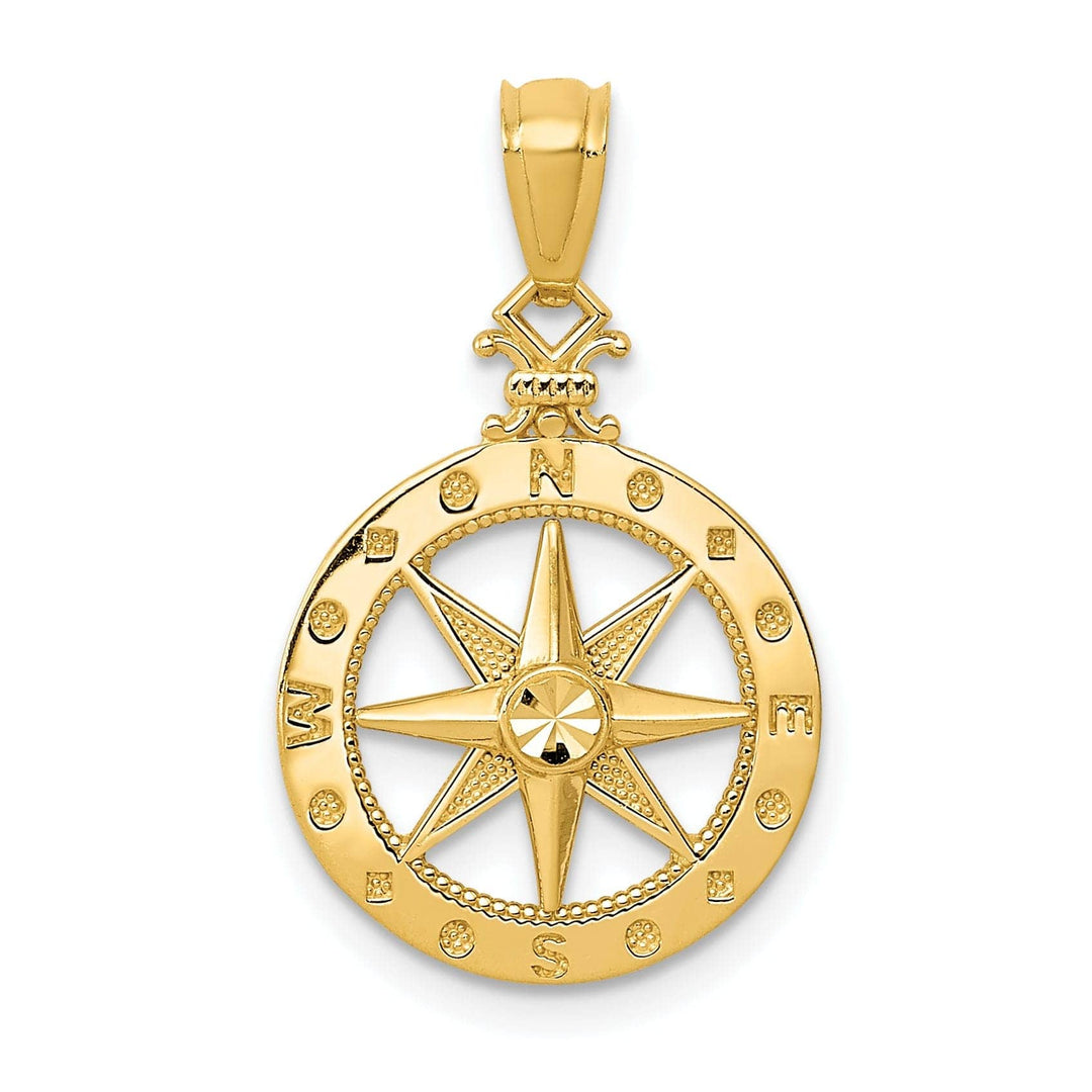 Lovely Rita's Pendants & Charms 14k Yellow Gold Solid D.C Polished Finish Compass Pendant