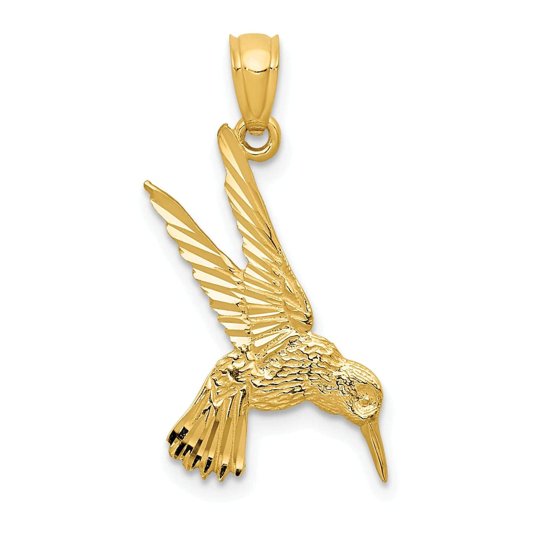 Lovely Rita's Pendants & Charms 14k Yellow Gold Solid D.C Polished Finish Flying Hummingbird Pendant
