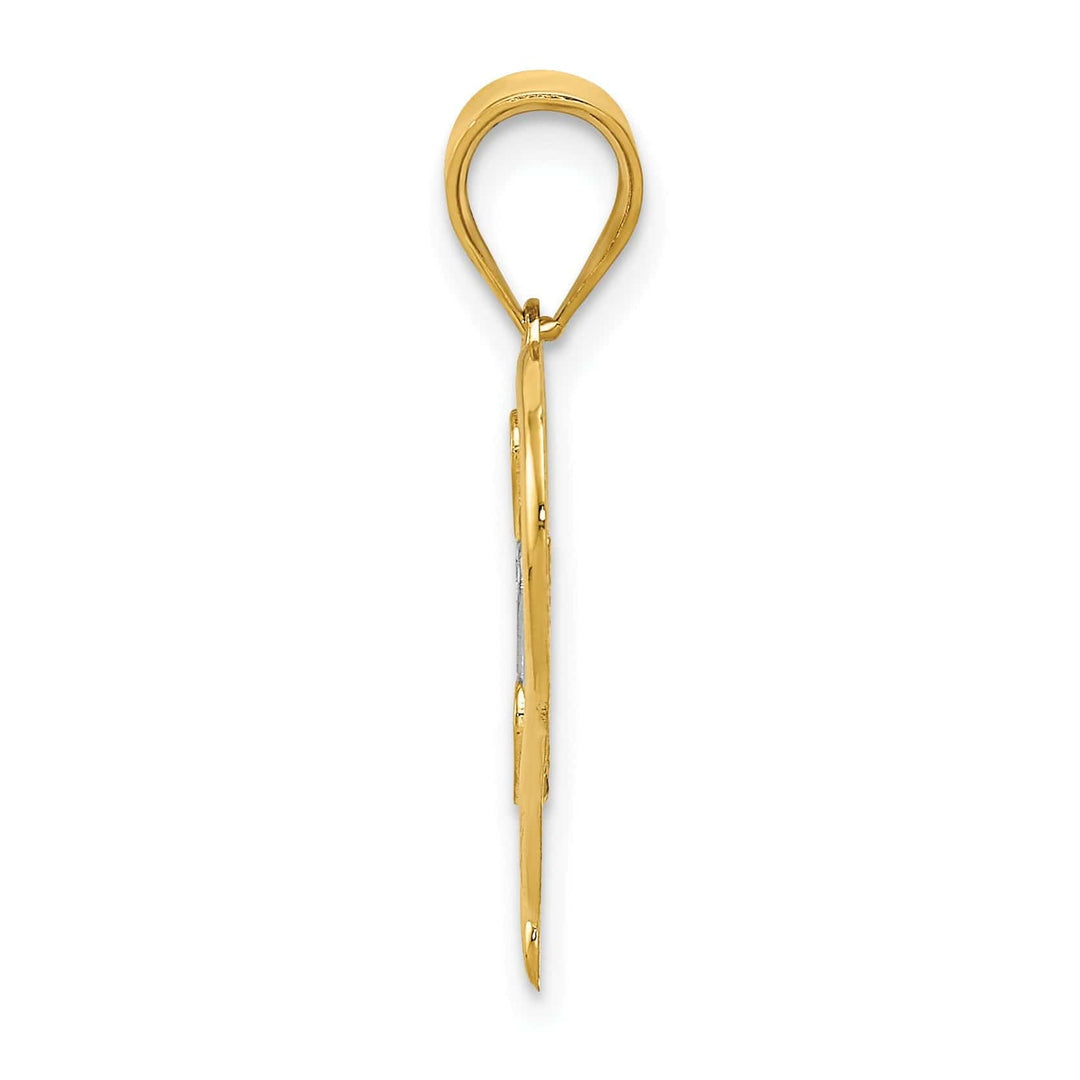 Lovely Rita's Pendants & Charms 14k Yellow Gold Solid D.C Polished Finish Mom in Triple Heart in Heart Design Pendant