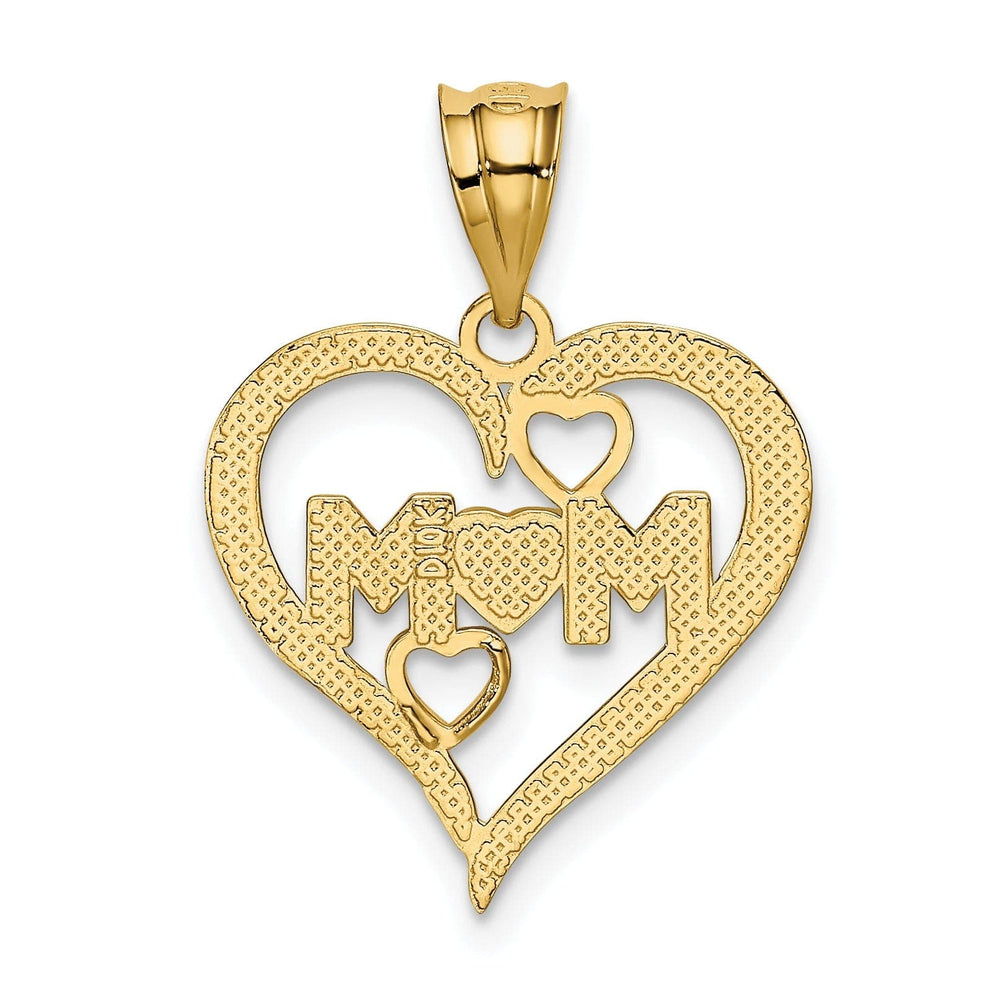 Lovely Rita's Pendants & Charms 14k Yellow Gold Solid D.C Polished Finish Mom in Triple Heart in Heart Design Pendant