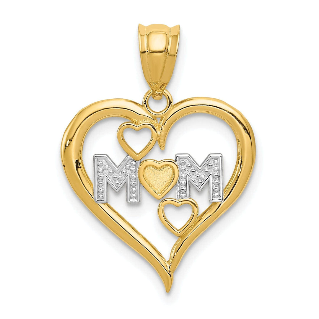 Lovely Rita's Pendants & Charms 14k Yellow Gold Solid D.C Polished Finish Mom in Triple Heart in Heart Design Pendant