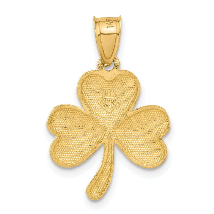 Lovely Rita's Pendants & Charms 14k Yellow Gold Solid Diamond Cut Brushed Finish Concaved Shape Shamrock Charm Pendant