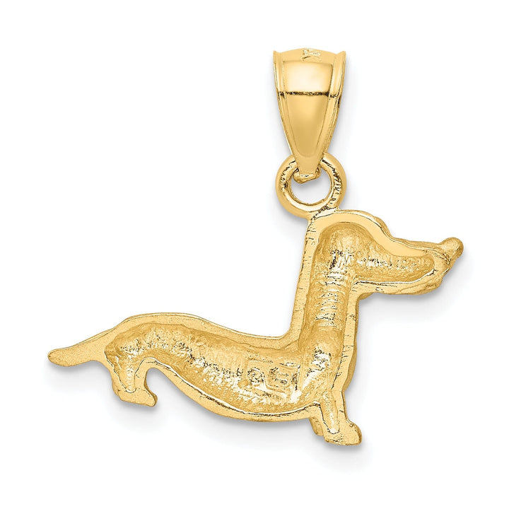 Lovely Rita's Pendants & Charms 14K Yellow Gold Solid Diamond Cut Brushed Finish Dachshund Dog Charm Pendant