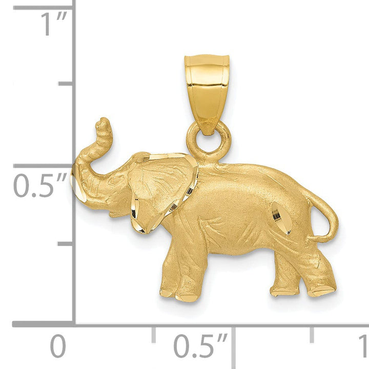Lovely Rita's Pendants & Charms 14k Yellow Gold Solid Diamond Cut Brushed Finish Elephant Charm Pendant