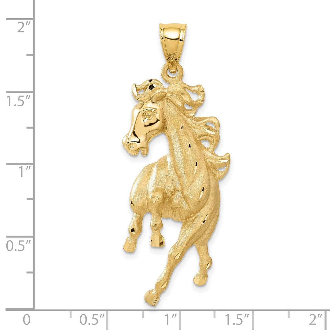 Lovely Rita's Pendants & Charms 14k Yellow Gold Solid Diamond Cut Brushed Finish Mens Horse Charm Pendant