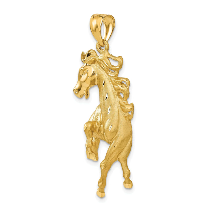 Lovely Rita's Pendants & Charms 14k Yellow Gold Solid Diamond Cut Brushed Finish Mens Horse Charm Pendant