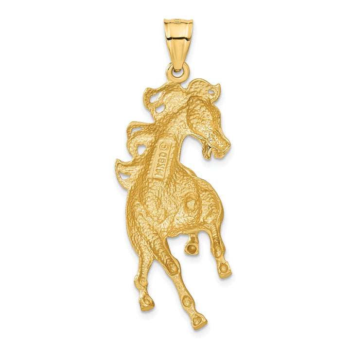 Lovely Rita's Pendants & Charms 14k Yellow Gold Solid Diamond Cut Brushed Finish Mens Horse Charm Pendant