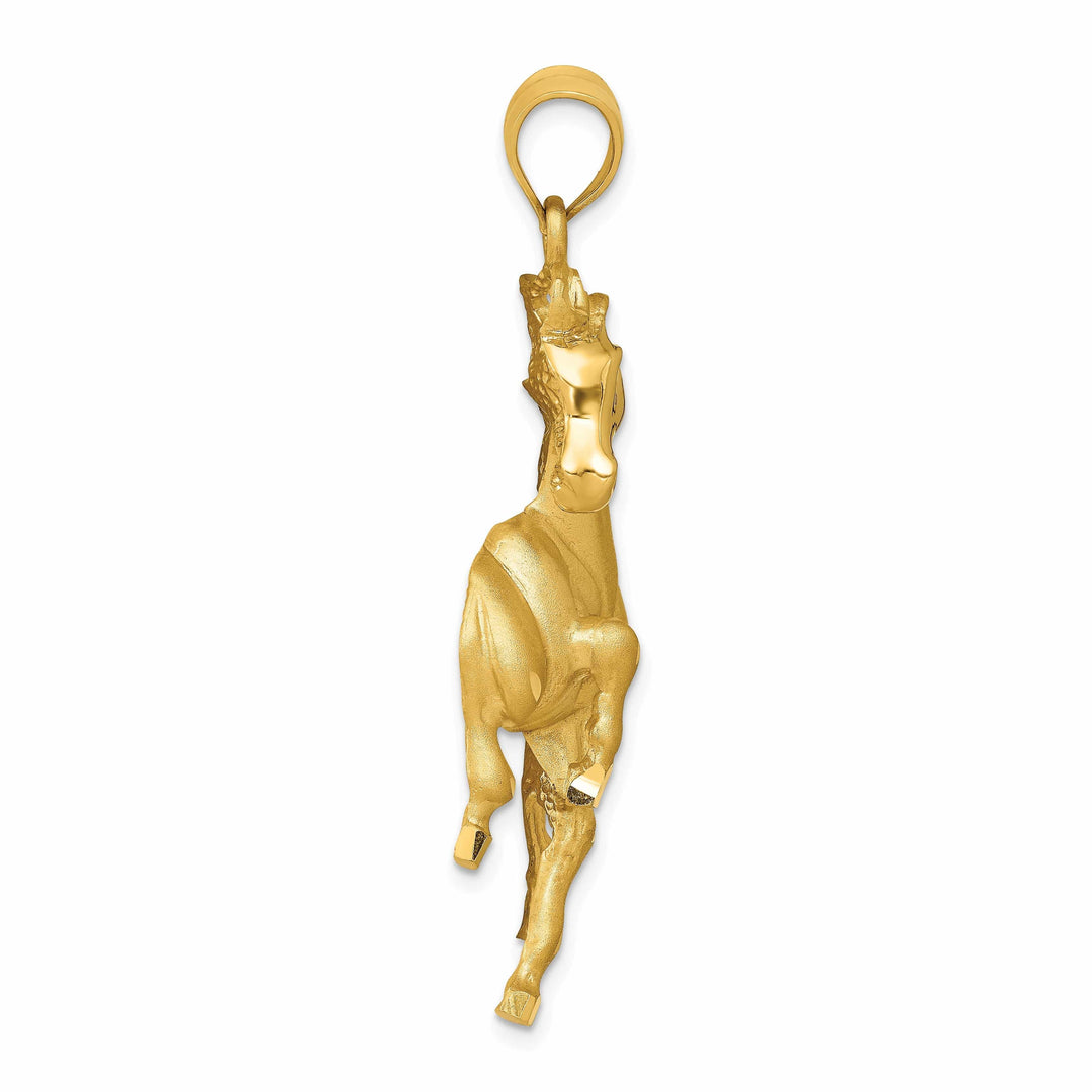 Lovely Rita's Pendants & Charms 14k Yellow Gold Solid Diamond Cut Brushed Finish Mens Horse Charm Pendant