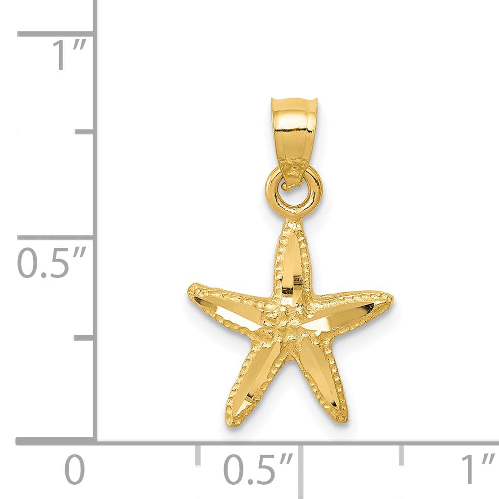 Lovely Rita's Pendants & Charms 14K Yellow Gold Solid Diamond Cut Polished Finish Starfish Charm Pendant