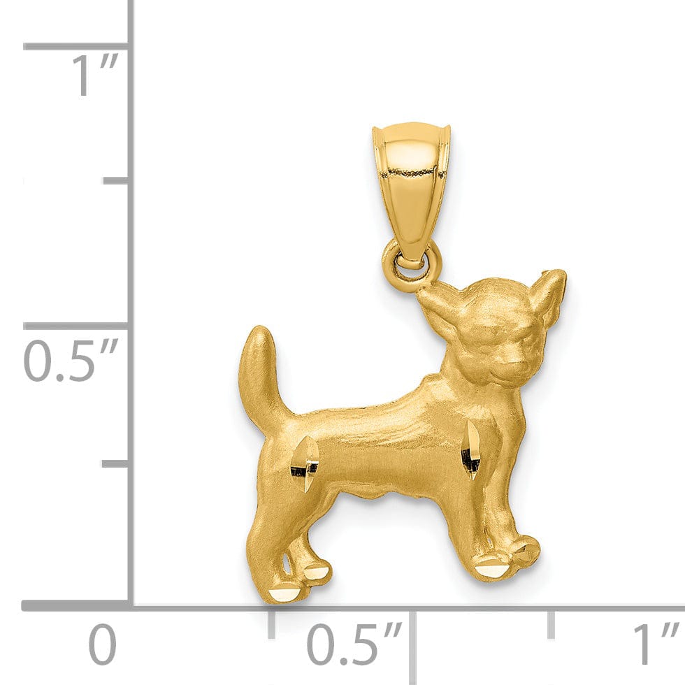 Lovely Rita's Pendants & Charms 14k Yellow Gold Solid Diamond Cut Satin Finish German Chihuahua Dog Charm Pendant