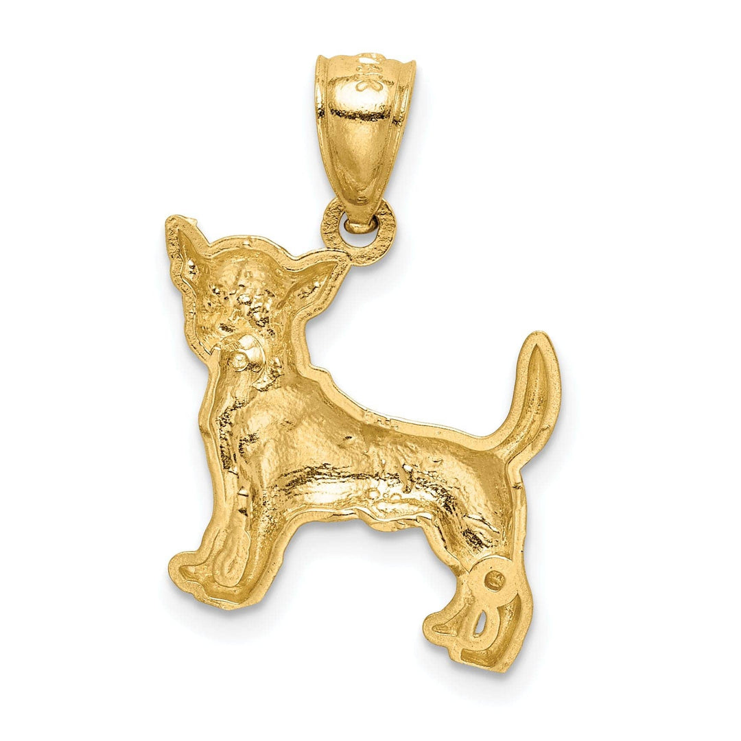 Lovely Rita's Pendants & Charms 14k Yellow Gold Solid Diamond Cut Satin Finish German Chihuahua Dog Charm Pendant