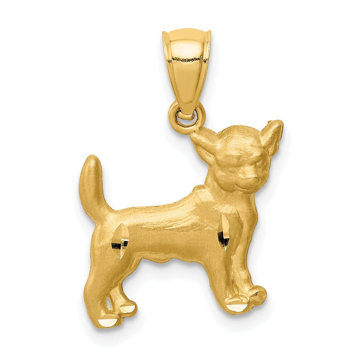 Lovely Rita's Pendants & Charms 14k Yellow Gold Solid Diamond Cut Satin Finish German Chihuahua Dog Charm Pendant