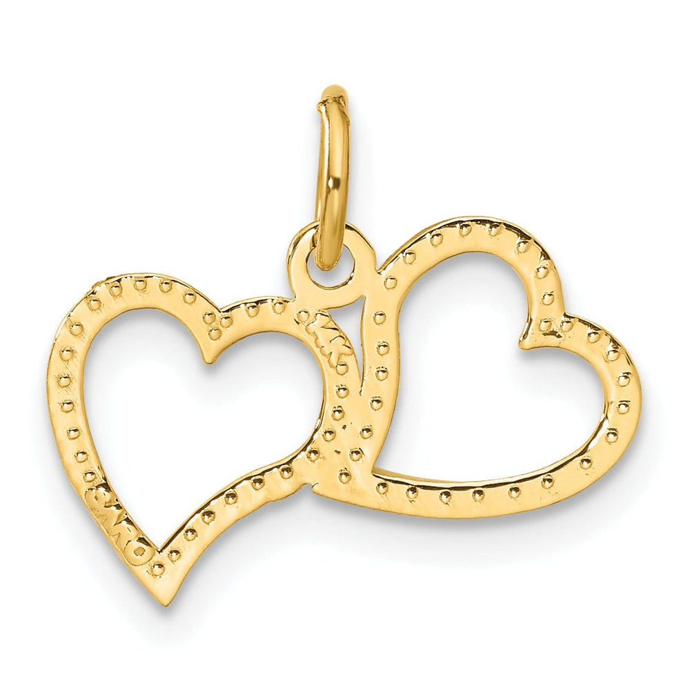 Lovely Rita's Pendants & Charms 14K Yellow Gold Solid Double Hearts Design Pendant