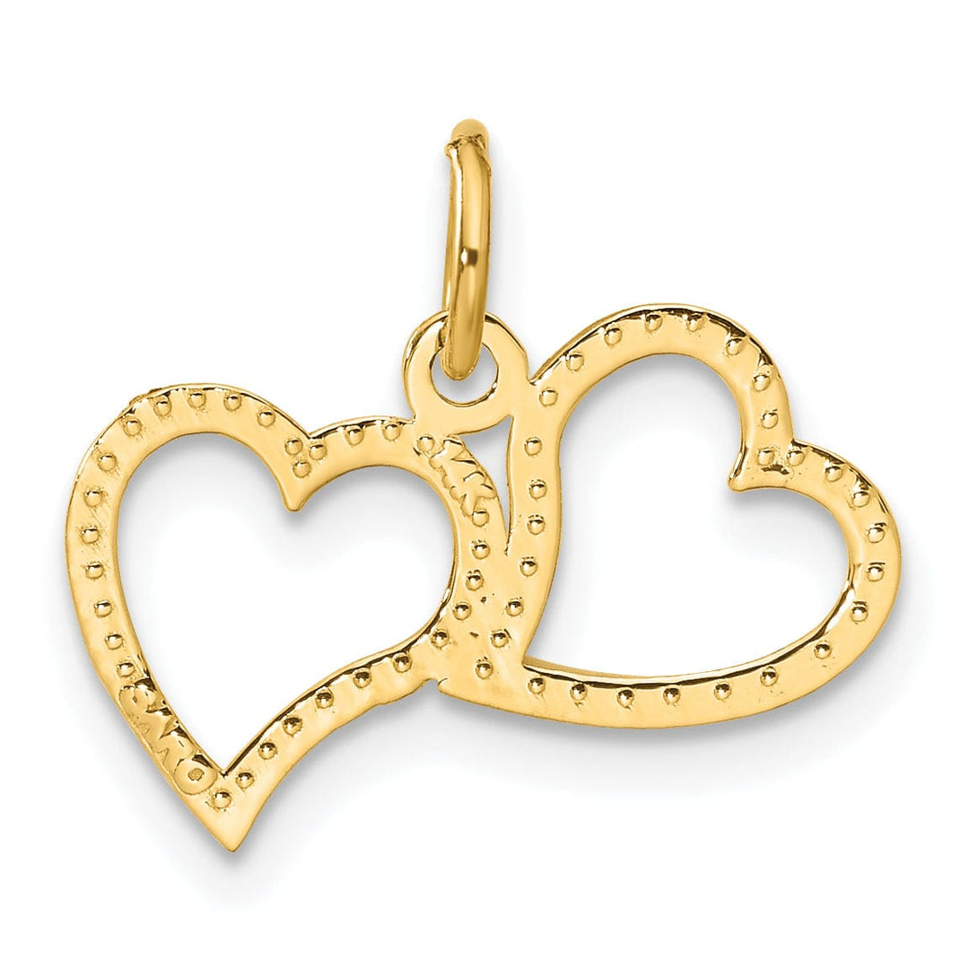 Lovely Rita's Pendants & Charms 14K Yellow Gold Solid Double Hearts Design Pendant
