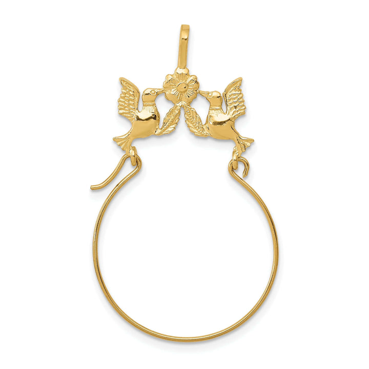 Lovely Rita's Pendants & Charms 14k Yellow Gold Solid Doves and Plumeria Charm Holder Pendant