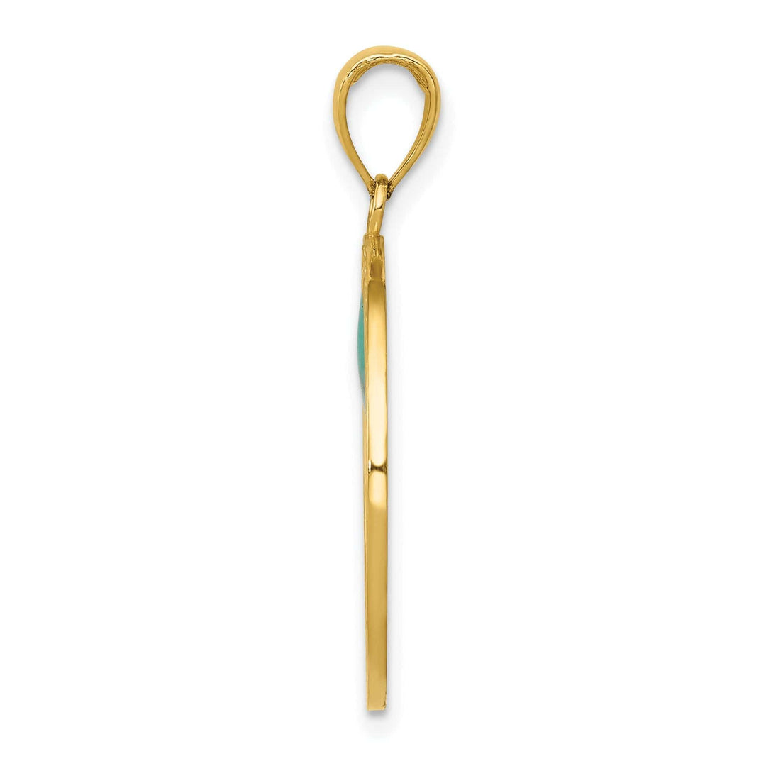 Lovely Rita's Pendants & Charms 14K Yellow Gold Solid Enameled Polished Finish Round Design Tree of Life Pendant