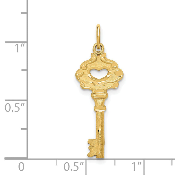 Lovely Rita's Pendants & Charms 14K Yellow Gold Solid Fancy Edge Key Design Charm Pendant