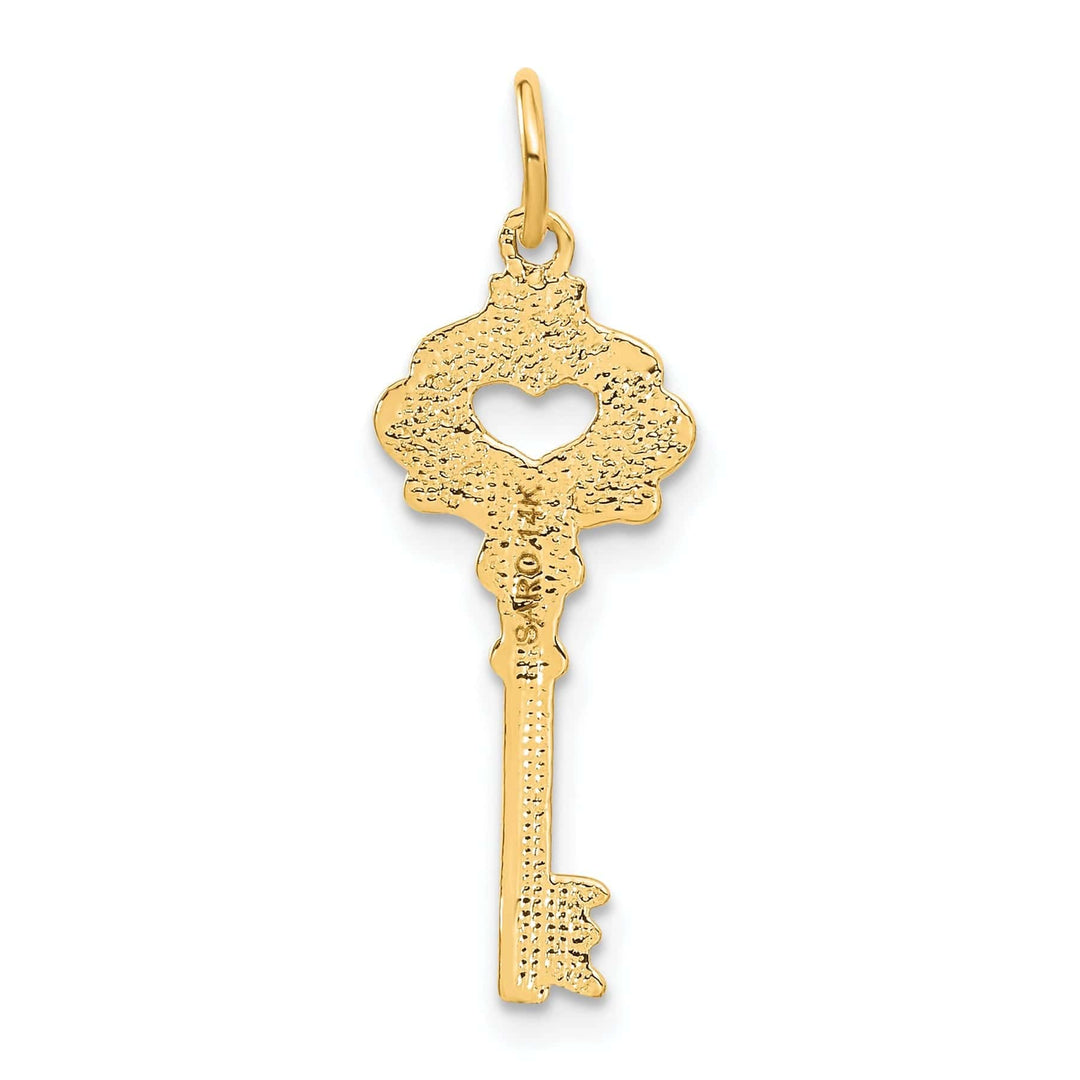 Lovely Rita's Pendants & Charms 14K Yellow Gold Solid Fancy Edge Key Design Charm Pendant