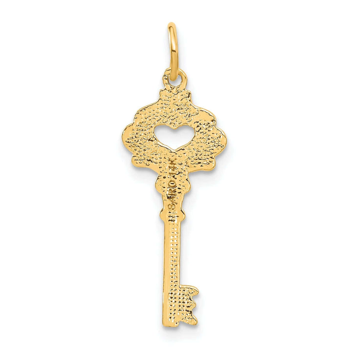 Lovely Rita's Pendants & Charms 14K Yellow Gold Solid Fancy Edge Key Design Charm Pendant